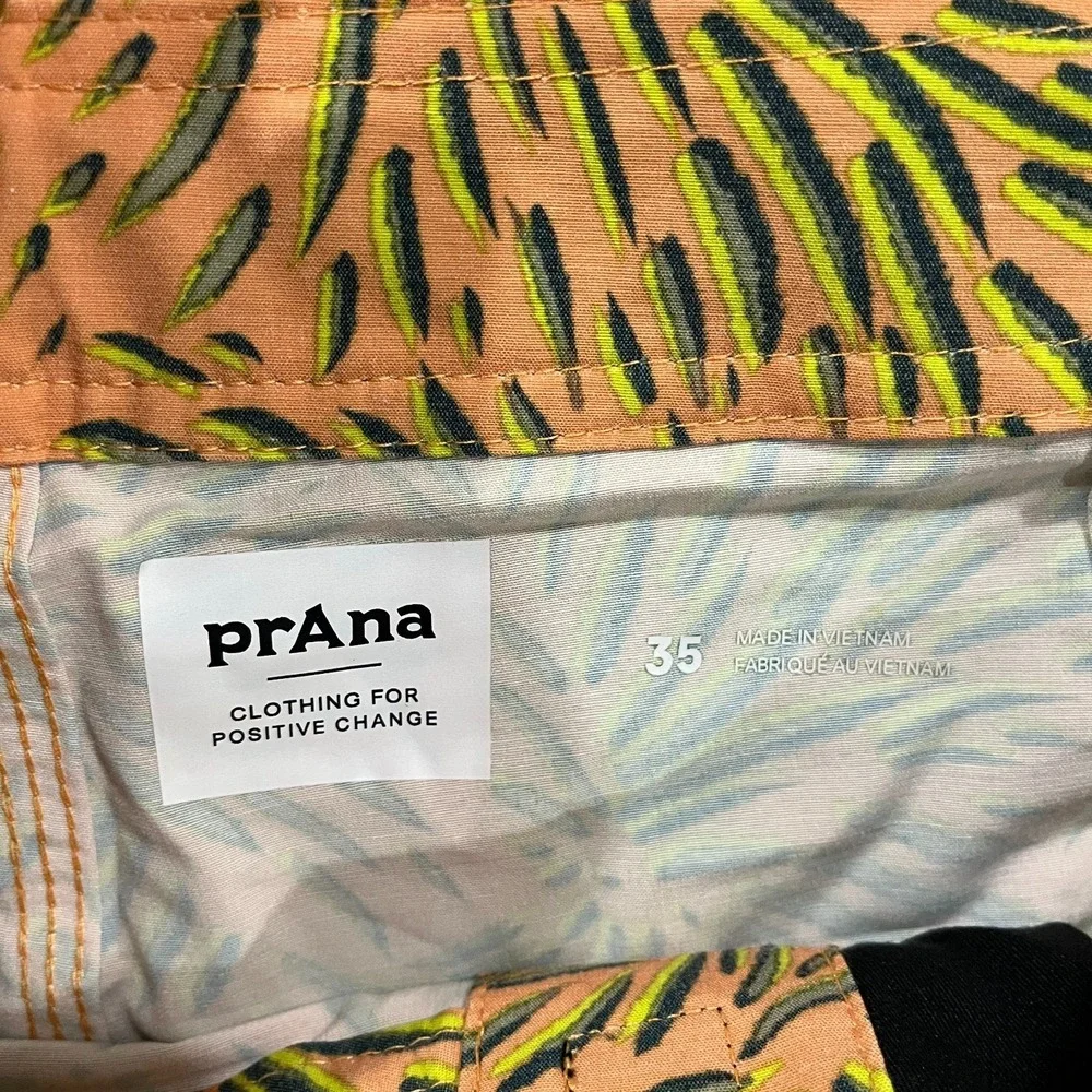 prAna Mens Rock Shock Boardshort 35 Tropical Aura Glow Fronds 6